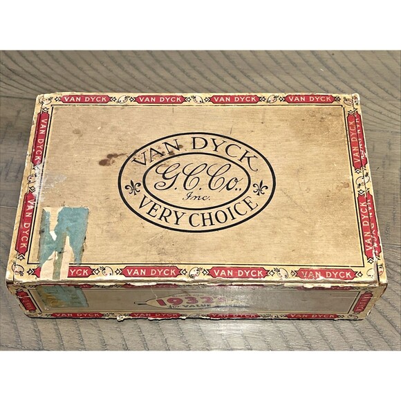 Van Dyck Cigar Box 1930s Tax Stamp General Cigar Co. Vintage Decor Antique - Picture 3 of 9
